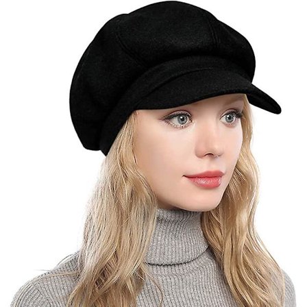 Dame Newsboy-hat Efterår Uld Cabbie Beret Tweed Pige Avisdreng-hat