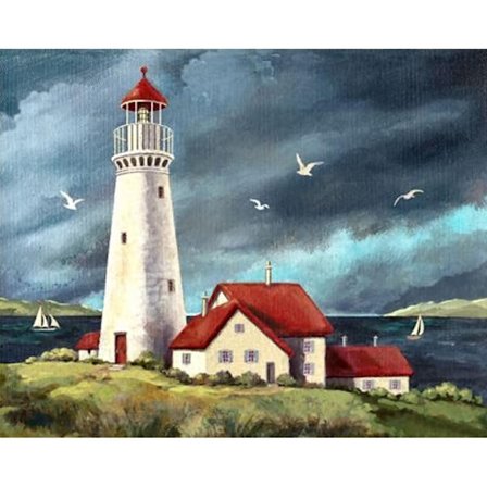 30 x 40 cm, chalet bord de mer Diamond Painting Broderie Diaman