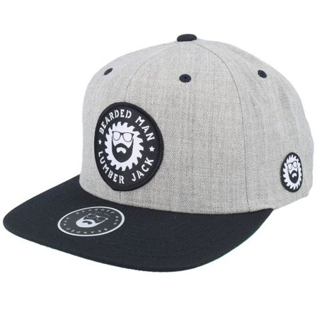 Bearded Man - Grå snapback Keps - Saw Blade Logo Heather Grey/Black Snapback @ Hatstore