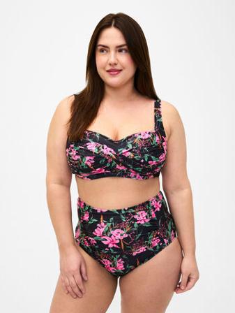 Zizzi Bikinitopp med tryck Rosa ( 42 ) Bikiniöverdelar | Kläder i Stora storlekar
