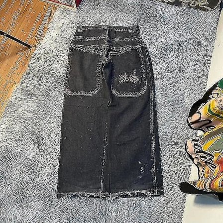 Baggy Jeans Hip Hop Rock Broderimönster Män Kvinnor 2024 Nytt Mode Streetwear Retro Harajuku Hög Midja Vida Ben Jeans