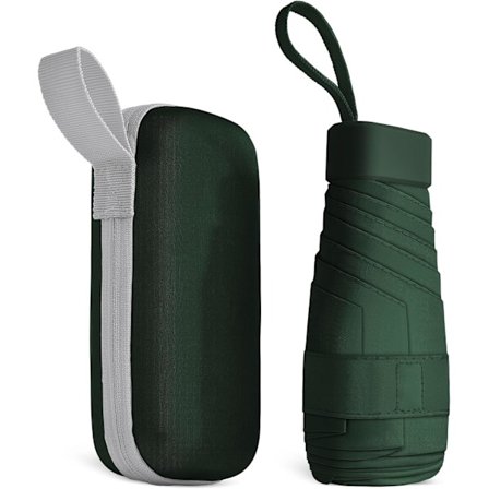 Reseparasoll, 6 Ribbor Miniparasoll Litet UV-Parasoll, Vikbart Solparasoll Vindtåligt Regnskydd med Kapselväska, Vikbart Bärbart Fickparasoll