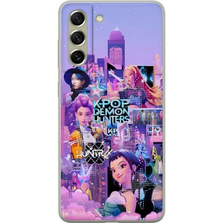 Kompatibel Mobilcover til Samsung Samsung Galaxy S21 FE 5G KPop Demon Hunters fødselsdag tema med neon Glad fødselsdag og karakterer i festlig energ