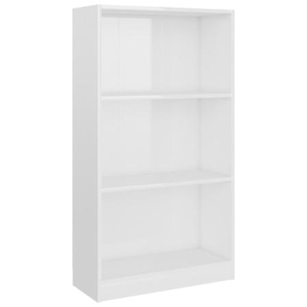Vidaxl Bokhylla 3 Hyllor Vit Högglans 60x24x109 Cm Konstruerat T Vit