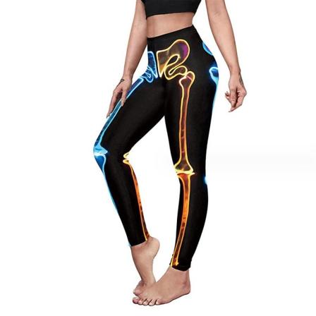 Kvinnor Halloween Leggings Pumpkin Skull High Waist Kostym Legging style 6 M