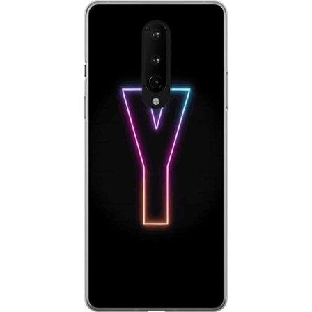 Kompatibelt Mobildeksel til OnePlus OnePlus 8 Minimalistisk neonbokstav Y i fargeskiftende lys mot svart bakgrunn