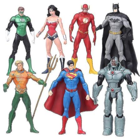 7 stk Dc Super Hero Hulk Iron Man Superman Wonder Woman Figur Leke A[HK]