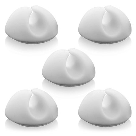 5x Kabelbånd Kabelholder Kabelhåndtering Kabelfiksering Kabelorganisator for kabler opp til 7mm. Hvit2*1.