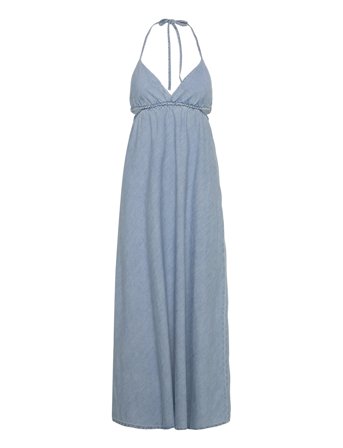 Gina Tricot Open Back Denim Dress - Blue - L