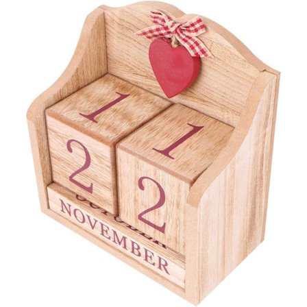 Kalender i tre Evigvarende kalender Treblokk Daglig kalender for fotograferingsrekvisitter Kontor Husholdningsborddekor