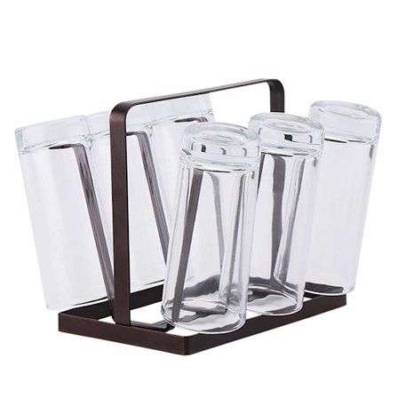 Kopper tørrestativ i metal stål glas kop krus display holder hænger køkken stand 6 krog organizer drikkevarer tørrestativ