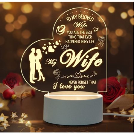 Romantisk Valentinsdag-gave til henne for ham, nattlys beste bursdag jubileums Valentinsdag-gave til kjæreste kjæreste