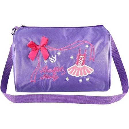 Balettväska för flickor, stor kapacitet justerbar dansbalett simväska ryggsäck broderad (lila)