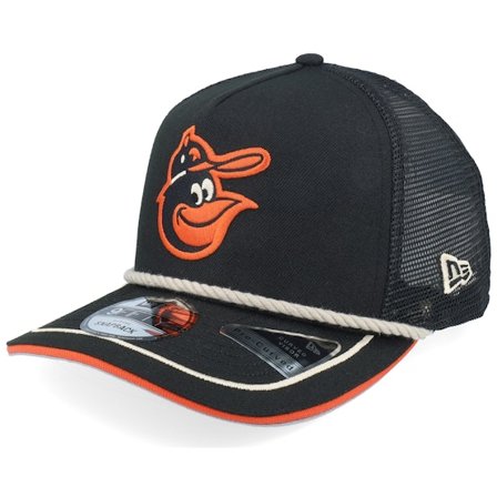 New Era - MLB Sort trucker Kasket - Baltimore Orioles Vintage Team Rope 9FIFTY Black A-frame Trucker @ Hatstore