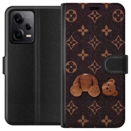 Yhteensopiva Lompakkokotelo Xiaomi Xiaomi Redmi Note 12 Pro Graafinen monogrammikuvio, jossa taiteellisesti muotoiltu nalle