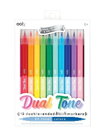 Ooly Brush Markers 12 Pcs - Double Sided - Dual Tone - Multi/patterned - ONE SIZE