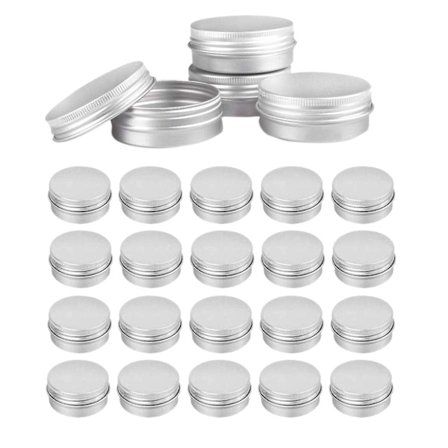 48 st 1oz Burk Silver Aluminiumburk Skruvlock Rund Aluminium Konserveringsburkar med Skruvlock