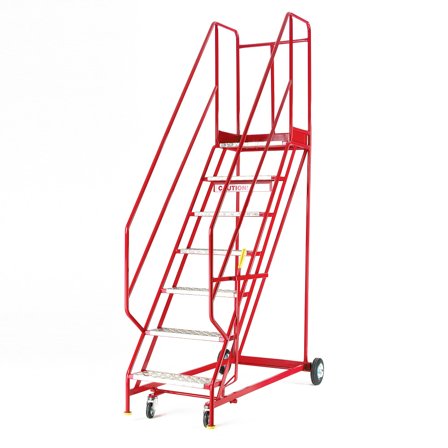 Mobile steps STEPTEK, 9 treads, H 2250 mm, aluminium