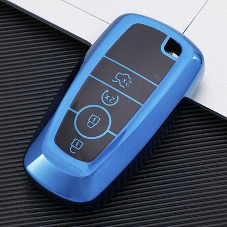 TPU-nyckelskyddsfodral för Ford Mustang F-150 Fusion Explorer Mondeo Ranger BLÅ