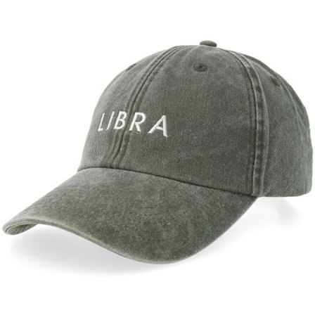 Iconic - Grön unconstructed Keps - Small Font Libra Vintage Washed Olive Dad Cap @ Hatstore