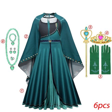 "Frost 2" Elsa kostume pige børn Halloween rollespil Snedronning Anna Princess festkjole kjole kjole 6-delt Anna kjole-WELLNGS