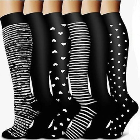 Kompresjonsstrømper for kvinner og menn 6 par, beste støtte for løping