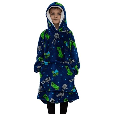 Minecraft Barn/Kids Creeper Fleece Hoodie-filt 7-12 år