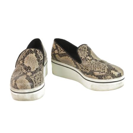 Stella McCartney Pre-owned, Loafers Platform Wedge Python Snakeskin Shell Bruin, Dames, Maat:40 EU