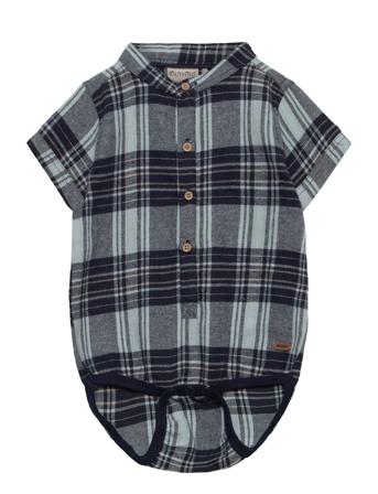 Body Ss Woven Check Bodies Short-sleeved Blå Minymo*Betinget Tilbud