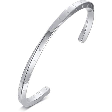 Viking Runes of Nordic Amulet Armbånd for Menn Mobius Mansjett Armring for Menn Kvinner Rustfritt Stål Viking Fans Smykker Gave, Diameter 60mm & 64mm