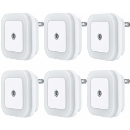 LED Night Light Lamp with Smart Sensor Dusk to Dawn Sensor, Daylight White, 0.5W Plug-in, 6-Pack