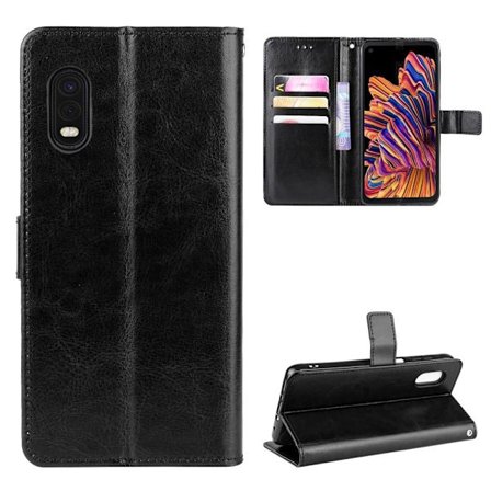 Crazy Horse Wallet Cover for Galaxy Xcover Pro - Black