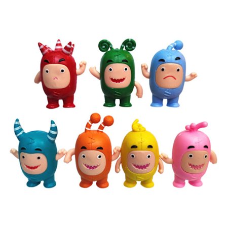 7-pak Oddbods Figurer Tegneserie Legetøj Dukker Blød Sød Pogo Nye Bobler Jeff Legetøj Lick