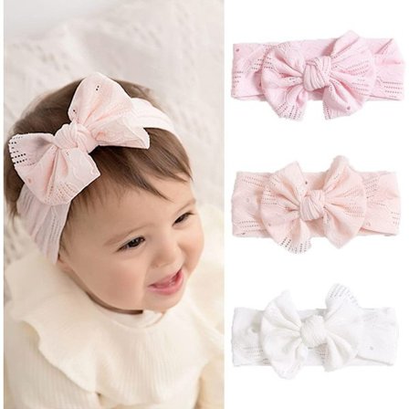 Baby Girl Nylon Headbands Bowknot Elastic Hair Bands Soft Cute H
