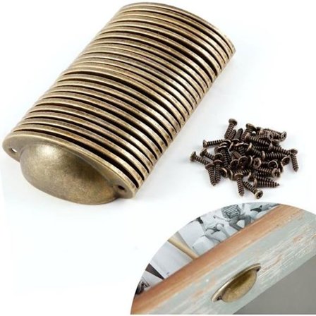 24x 82mm Antik Messing Skuffegreb til Garderobe, Skab, Kabinet, Kommode