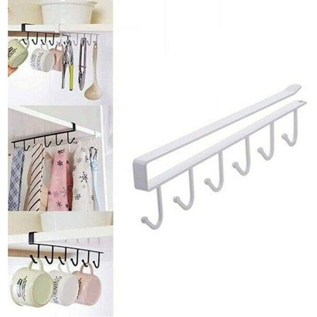 PLASTIFIC 6 Krokar Teekopp Mugghållare Under Hylla Kopphängare Torkställ Handdukshållare Skåp Kök Hängande Organiserare Mugg Skena Organiserare (1, 