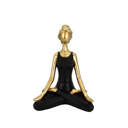 Polyresin-meditaatiohahmo, kulta ja musta, 14x9x20cm