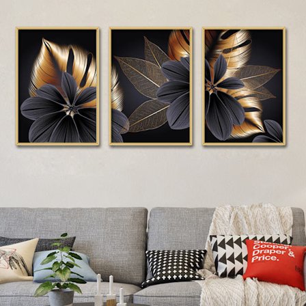 Pieces Veggdekor Stue Soverom Moderne Veggkunst Gavebilder Gull Grønn Blomst Planter Rammeløs 40*60cm