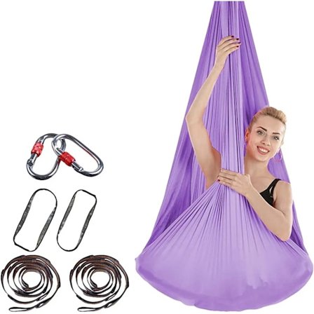 Yoga DIY Silk Pilates Avancerad Aerial Silk Utrustning Aerial Yoga Duk Aerial Silk Stretch Yoga Hängmatta med tygtillbehör 4 meter lila