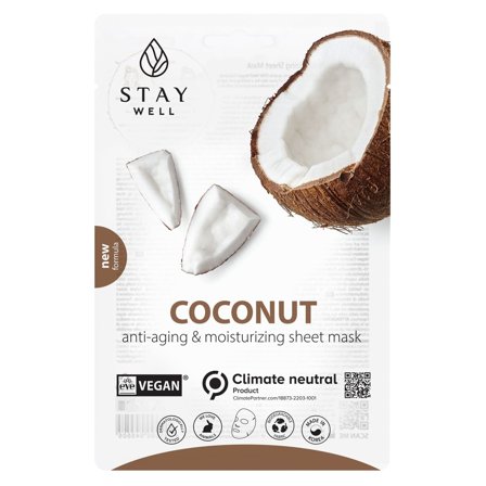 STAY WELL Mask Vegan Sheet - COCONUT 20g - Maschera Idratante viso
