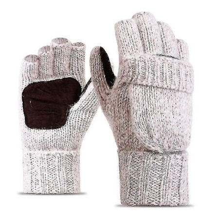 Vinterhansker i ull med halvfinger og klaff for voksne
