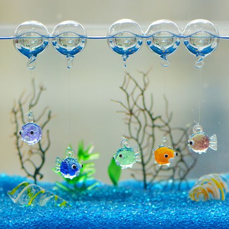 5 flytande bollar för akvarium, självlysande blåsfisk flytande bollbubblor, akvarium mikro landskapsdekoration