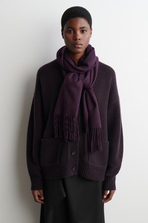 COS Women's Halsduk I Ull Med Fransar in Lila