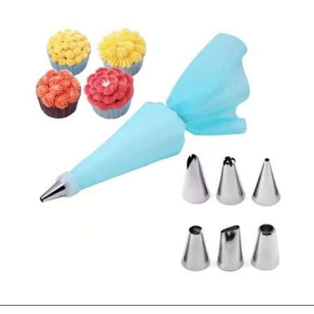 Konditorimunstycken, 8 st rostfritt stål DIY-kit, 6 munstycken, 1 spritspåse, 1 kopplingar, DIY-kit för tårtdekoration-