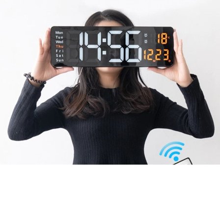 Veggmontert Digital Vegg Klokke Fjernkontroll Kontroll Temp Dato Uke Display Slå av Minne Tabell Klokke