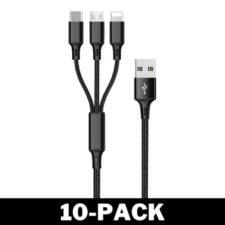 Laddkabel 3 in 1 Svart Företagspaket Mängdrabatt