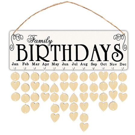 Perheen Syntymäpäiväkalenteri Puinen Ripustuslaatta DIY Puuviipaleet Riipus Seinä Syntymäpäivämuistutus