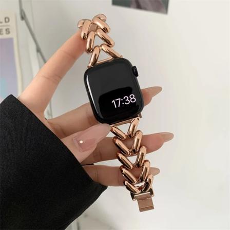 Lyx Kärlek Hjärta Metallrem För Apple Watch Band Ultra 44mm 45mm 41mm 40mm 49 Damarmband För iWatch Series 9 8 7 6 SE 5 3 Rose Gold 38mm 40mm 41mm