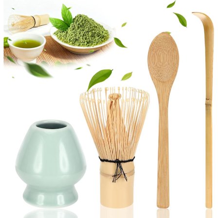 Pieces Matcha Visp Sett, Matcha Sett, 80-taggers Bambus Matcha Visp, Tradisjonell Skje, Visp Holder, for Jul og Bursdag