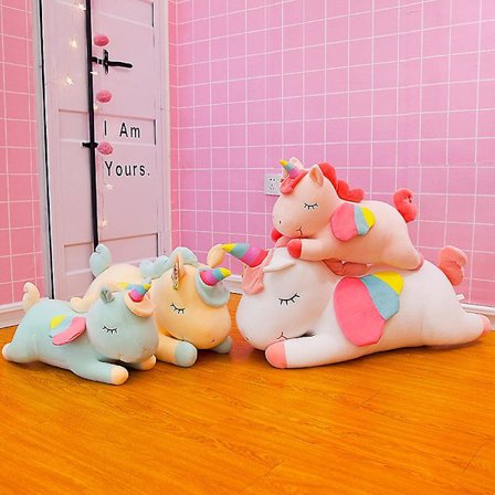 Enhjørning Plysj Leke Regnbue Ponni Dukke Barnas Klær Dukke Pute